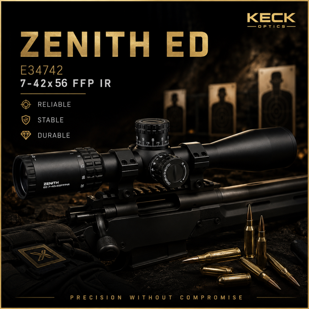 Keck Optics Rifle scope ZENITH ED 7-42x56 FFPIR Tube34mm - KECK Optics